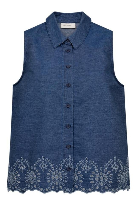 Freequent blauwe dames blouse | Vooraanzicht