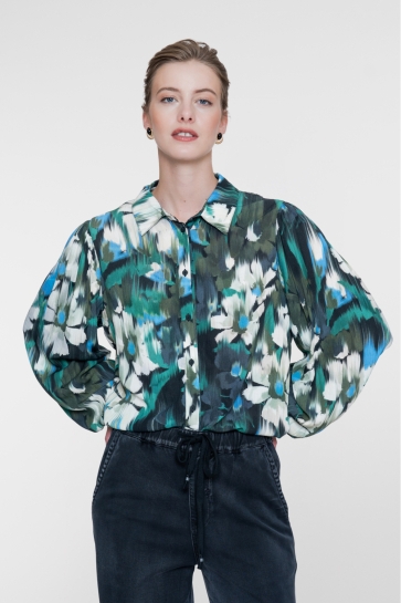 Geisha Blouse BLOUSE MET BLOEMEN 63646 20 green/blue