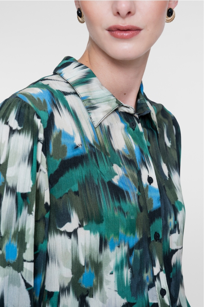 Geisha groene dames blouse | Close up