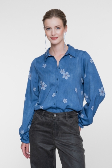 Geisha Blouse BLAUWE BLOUSE MET BLOEMENDESSIN 63714 20 000625 blue