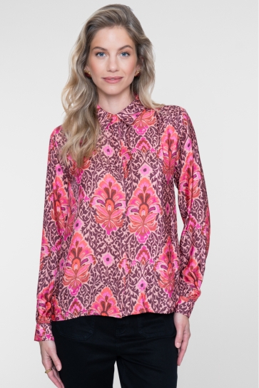 Geisha Blouse BLOUSE MET SIERLIJKE PRINT EN KLASSIEKE KRAAG 63663-20 000470 bordeaux/fuchsia