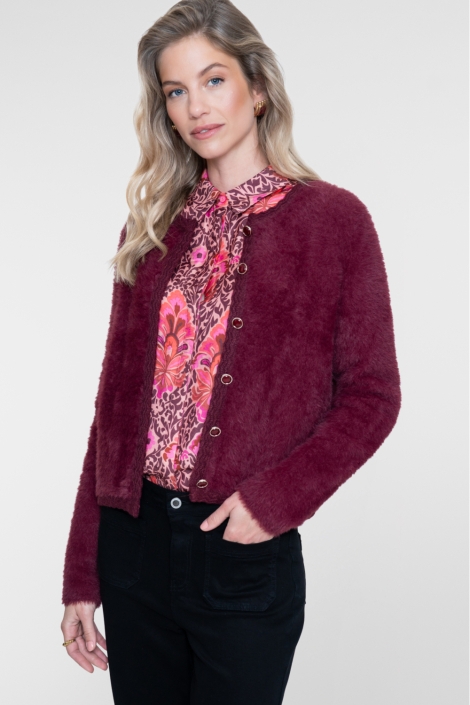 Geisha bordeaux dames blouse | Model vooraanzicht