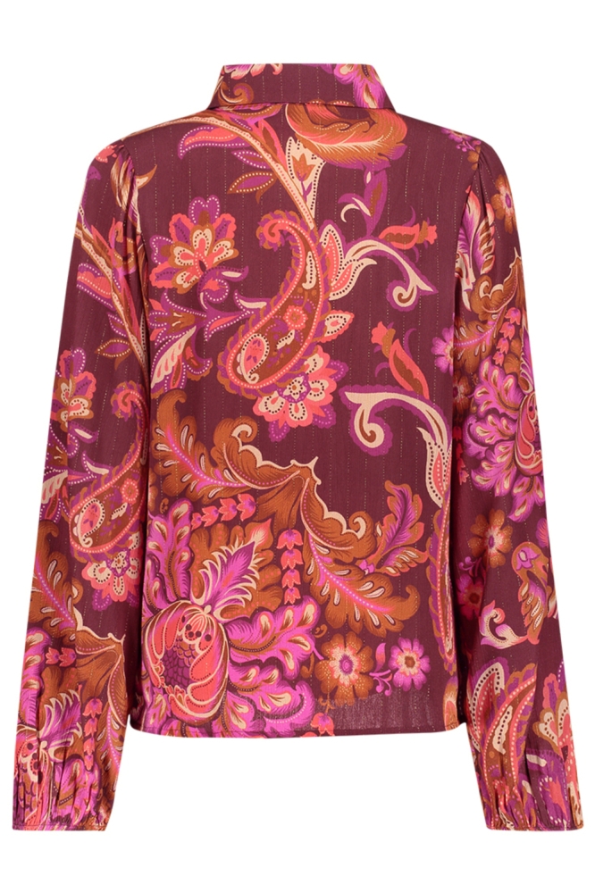 Geisha bordeaux dames blouse | Achteraanzicht