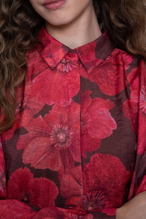 Geisha bruine dames blouse | Close up