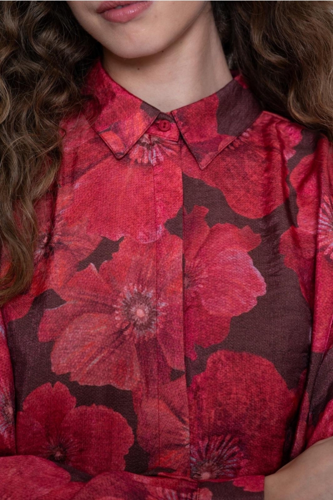 Geisha bruine dames blouse | Close up