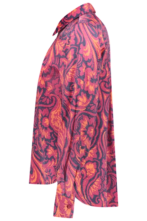 Geisha blauwe dames blouse | Zijaanzicht