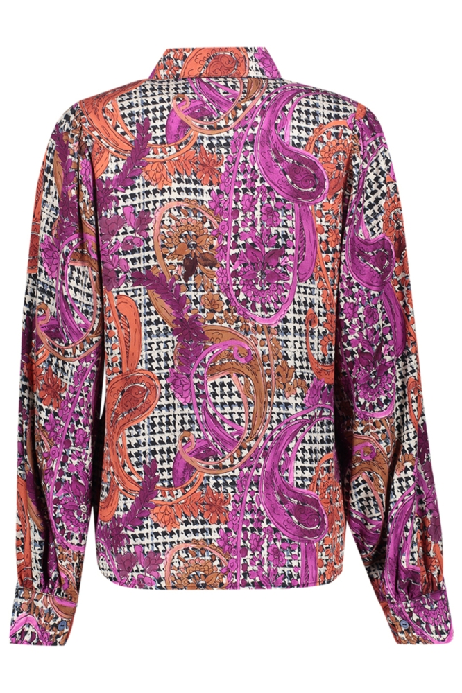 Geisha paarse dames blouse | Achteraanzicht