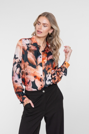 Geisha Blouse BLOUSE MET PRINT 63666-20 BRIQUE/BLACK