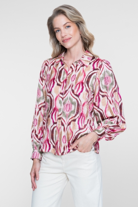 Geisha zand dames blouse | Model vooraanzicht