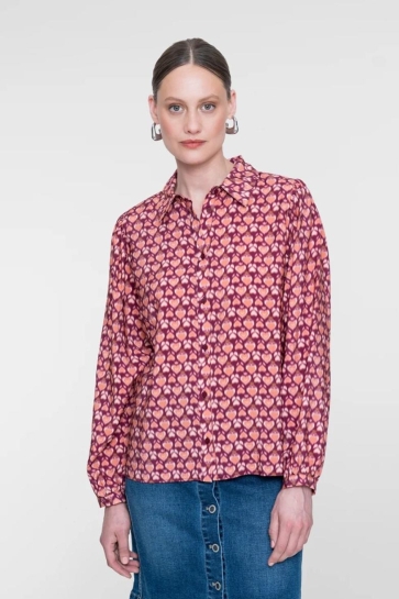 Geisha Blouse BLOUSE MET GRAFISCHE PRINT EN KLASSIEKE KRAAG 63647 20 cassis/orange