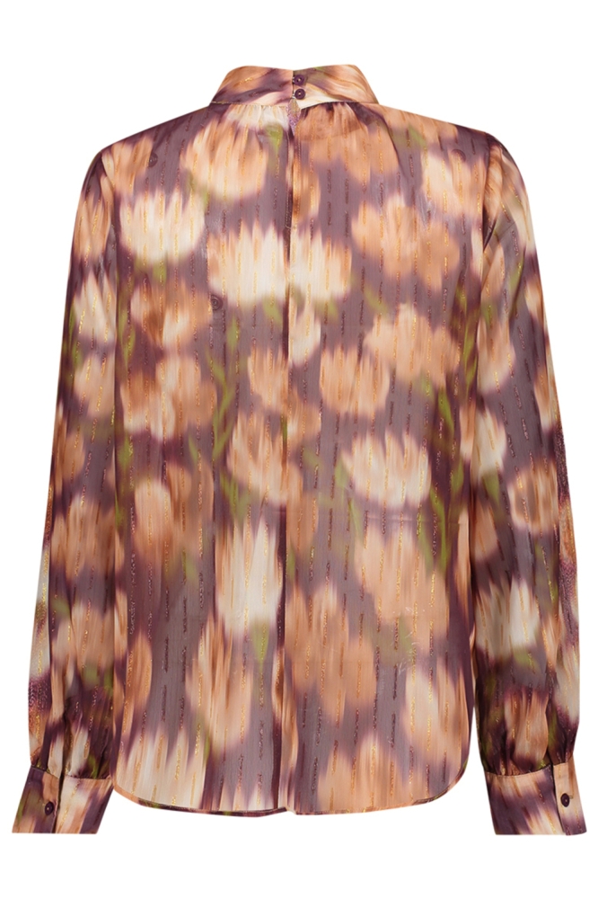 Geisha paarse dames blouse | Achteraanzicht