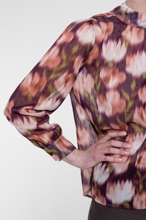 Geisha paarse dames blouse | Close up