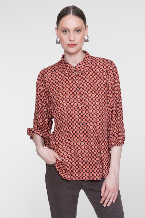 Geisha oranje dames blouse | Model vooraanzicht