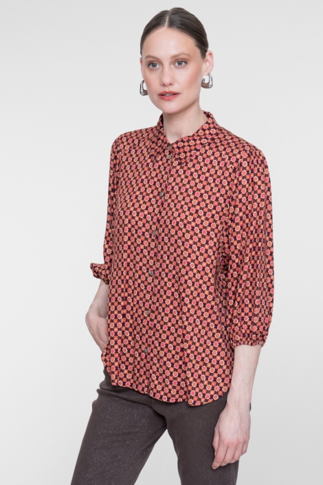 Geisha oranje dames blouse | Model vooraanzicht