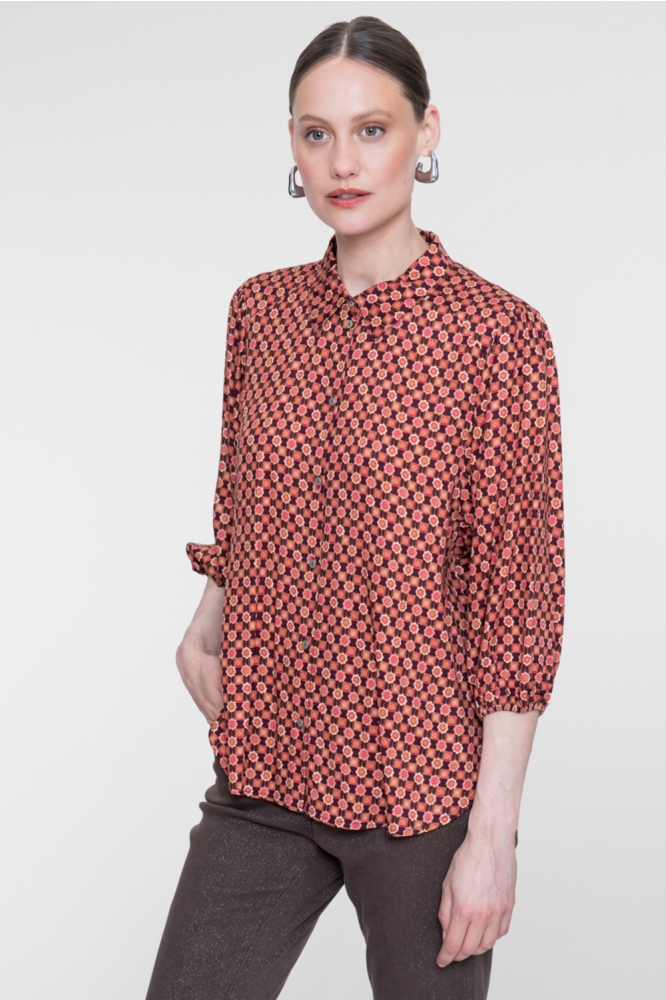 Geisha oranje dames blouse | Model vooraanzicht
