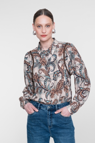 Geisha Blouse BLOUSE MET PAISLEY PRINT 63677 20 sand/mint
