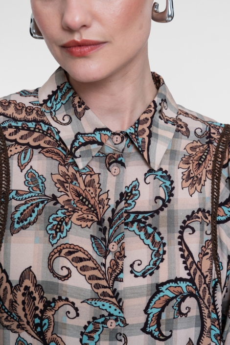 Geisha zand dames blouse | Close up