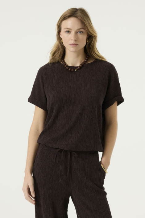 Garcia bruine dames t-shirt | Model vooraanzicht