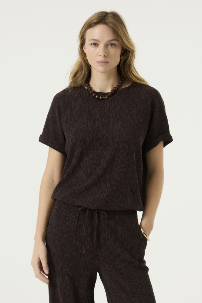 Garcia bruine dames t-shirt | Model vooraanzicht