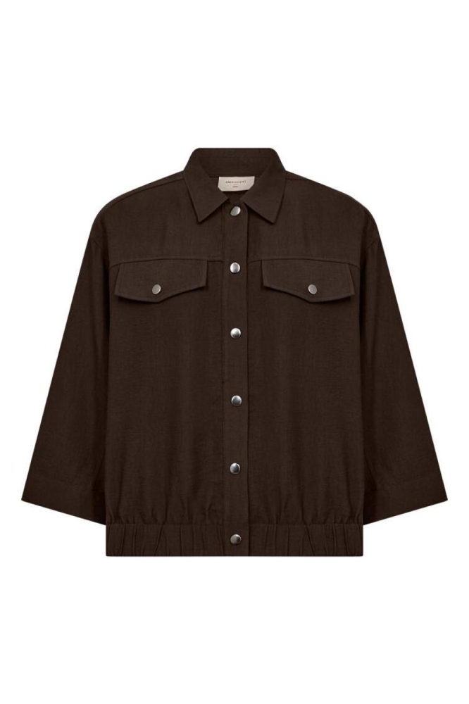 Freequent bruine dames blouse | Vooraanzicht