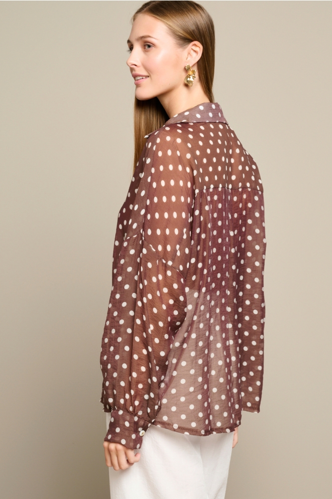 LolaLiza bruine dames blouse | Model zijaanzicht
