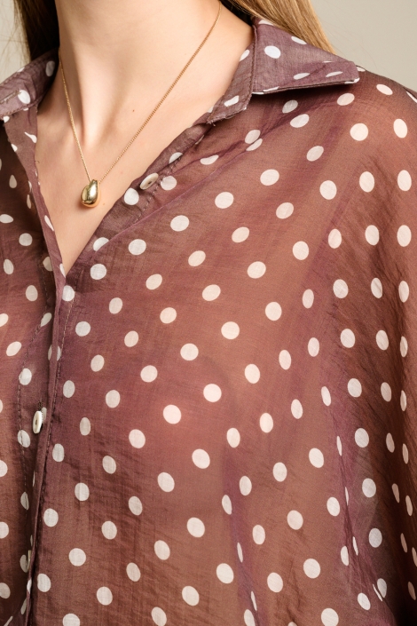 LolaLiza bruine dames blouse | Close up