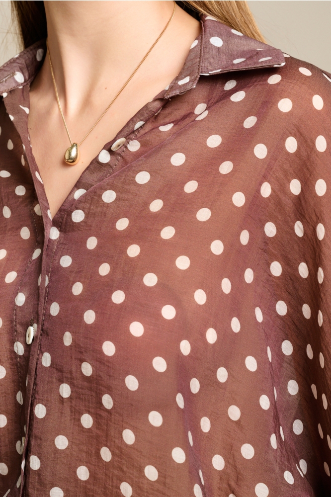 LolaLiza bruine dames blouse | Close up