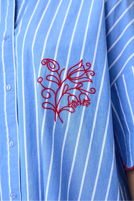 SisterS point blauwe dames blouse | Close up
