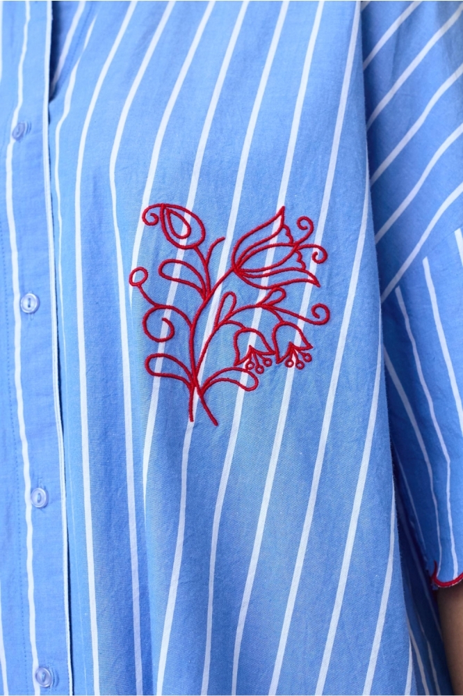 SisterS point blauwe dames blouse | Close up