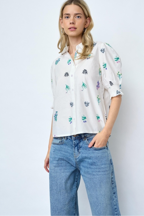 SisterS point witte dames blouse | Model vooraanzicht