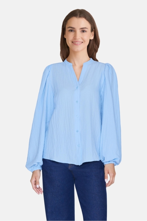 SisterS point blauwe dames blouse | Model vooraanzicht