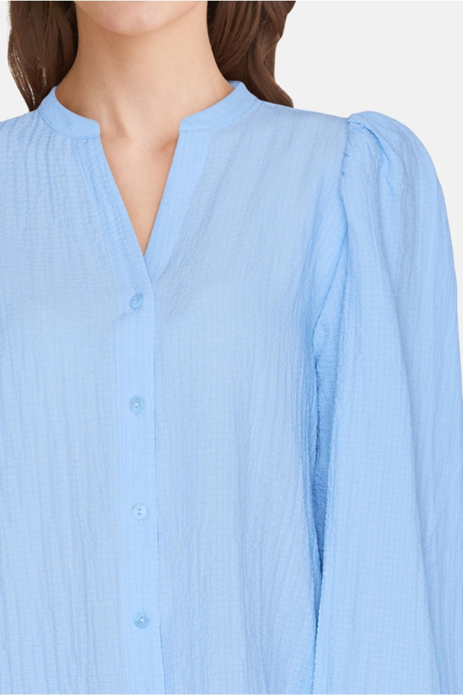 SisterS point blauwe dames blouse | Close up