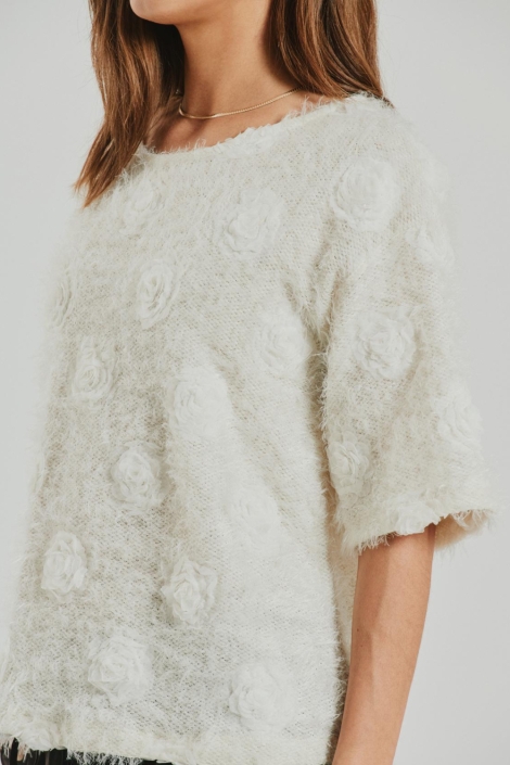 Freequent beige dames trui | Close up