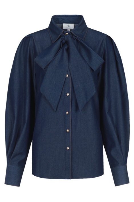 C&S The Label blauwe dames blouse | Vooraanzicht