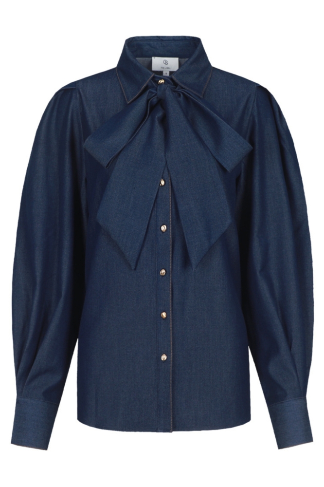 C&S The Label blauwe dames blouse | Vooraanzicht