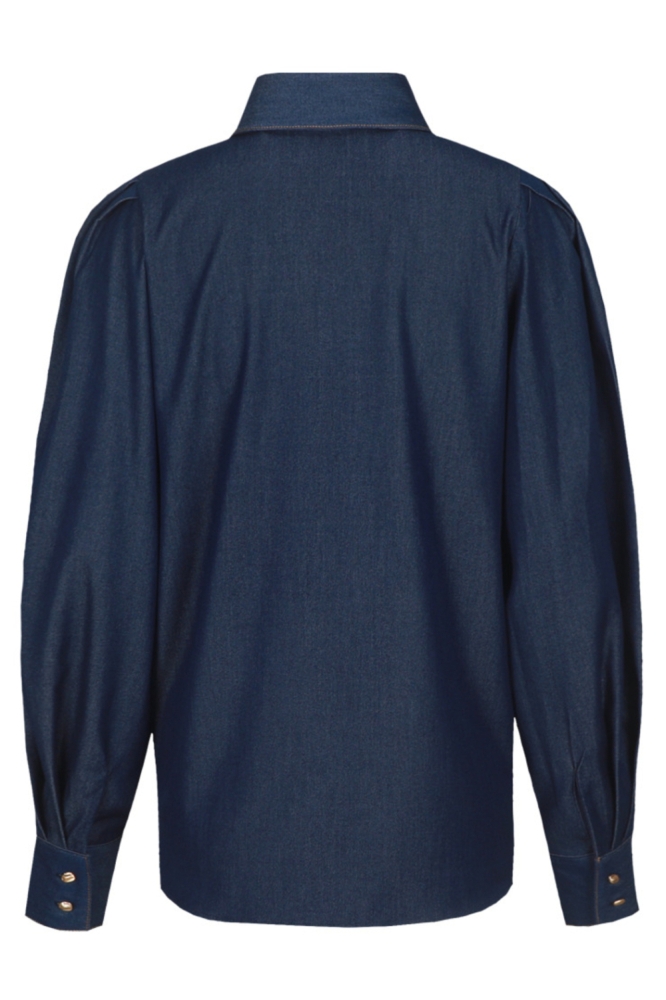 C&S The Label blauwe dames blouse | Achteraanzicht