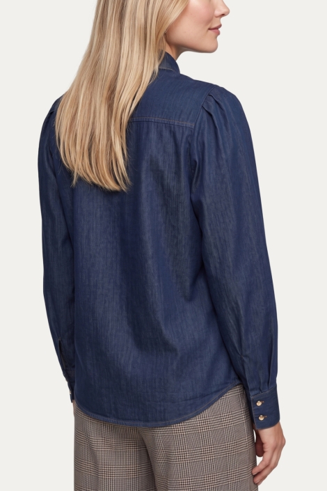 C&S The Label blauwe dames blouse | Close up