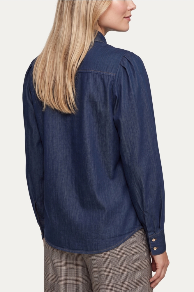 C&S The Label blauwe dames blouse | Close up