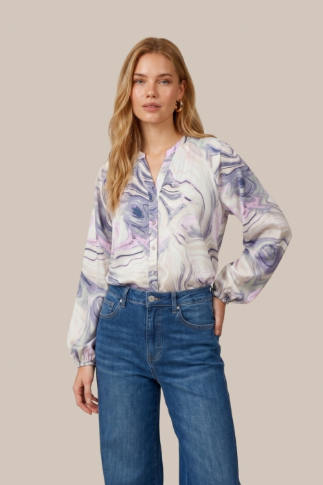 C&S The Label beige dames blouse | Model vooraanzicht