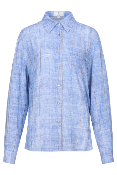 C&S The Label blauwe dames blouse | Vooraanzicht