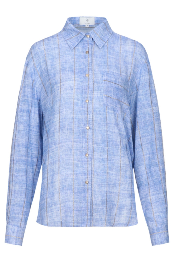 C&S The Label blauwe dames blouse | Vooraanzicht