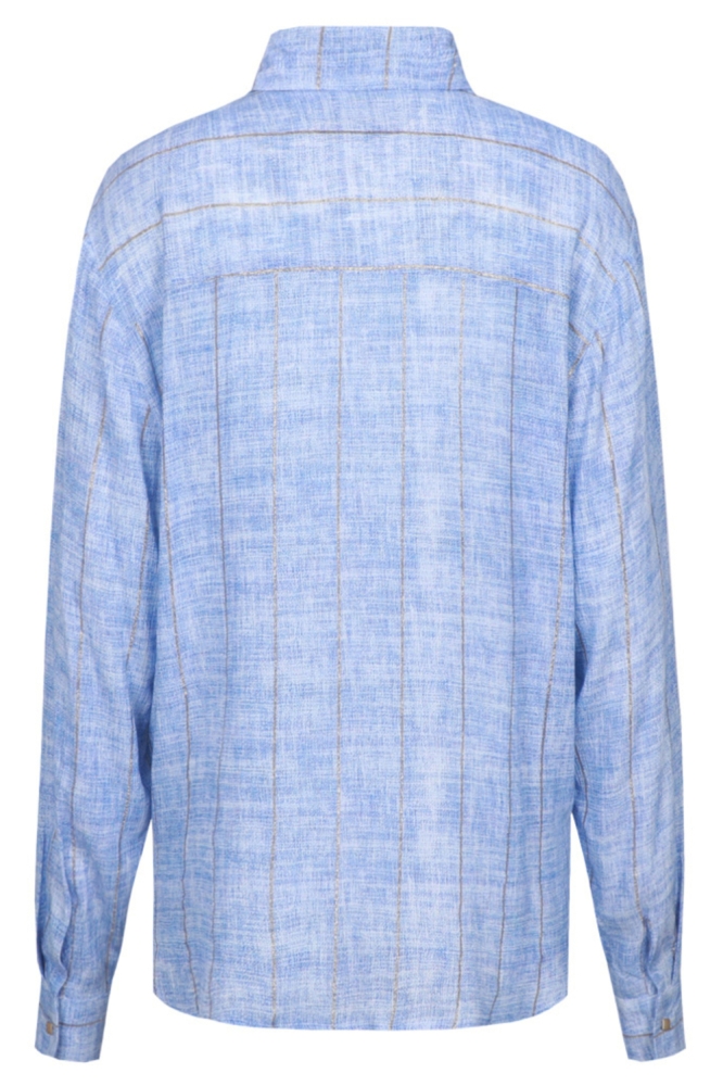 C&S The Label blauwe dames blouse | Achteraanzicht