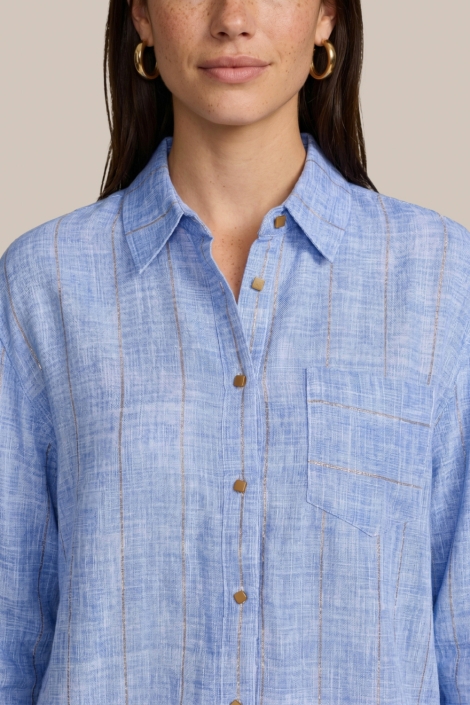 C&S The Label blauwe dames blouse | Close up