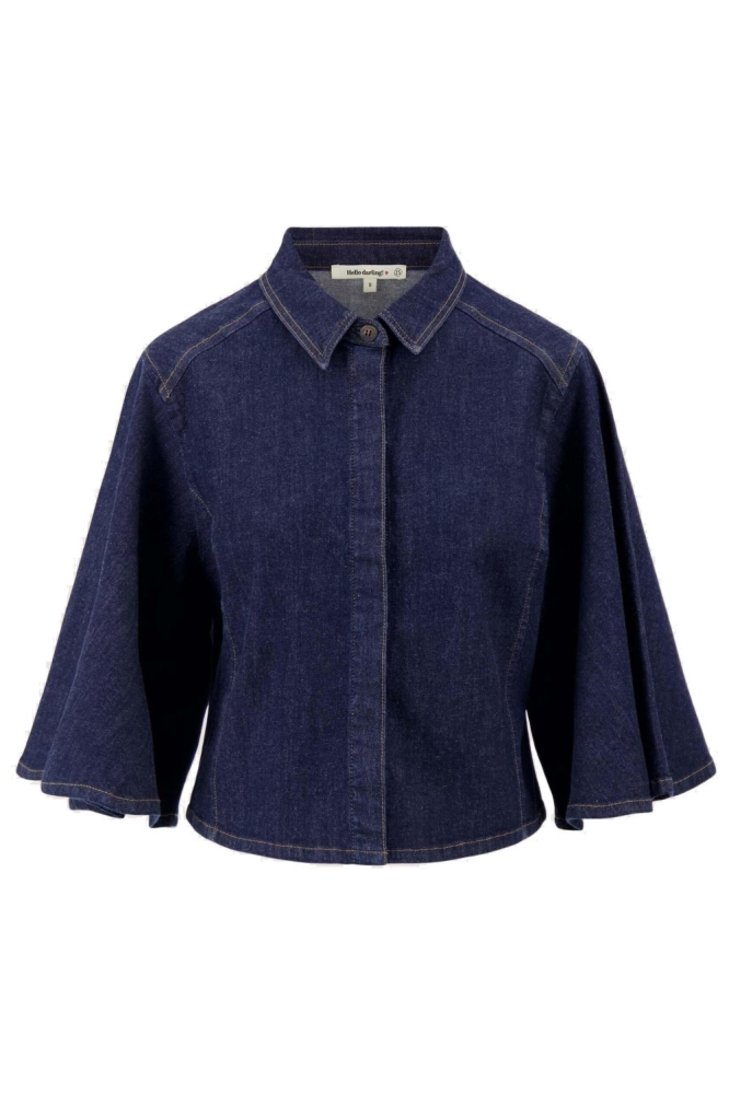 Zusss blauwe dames blouse | Vooraanzicht