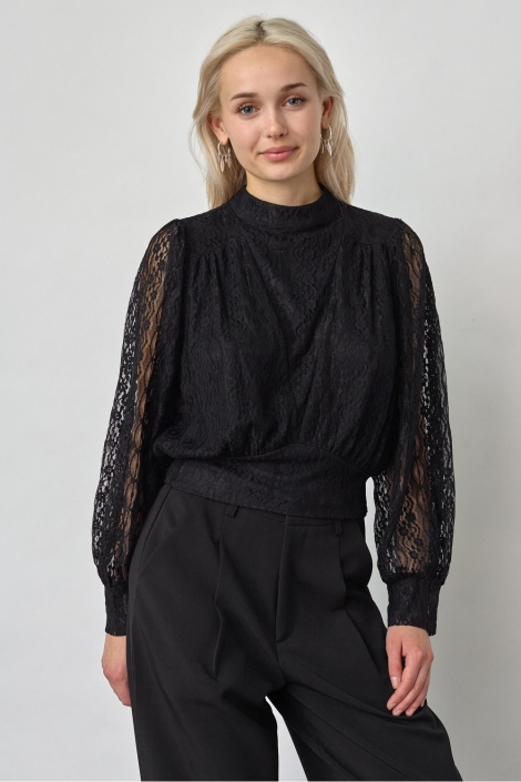 SisterS point zwarte dames blouse | Model vooraanzicht