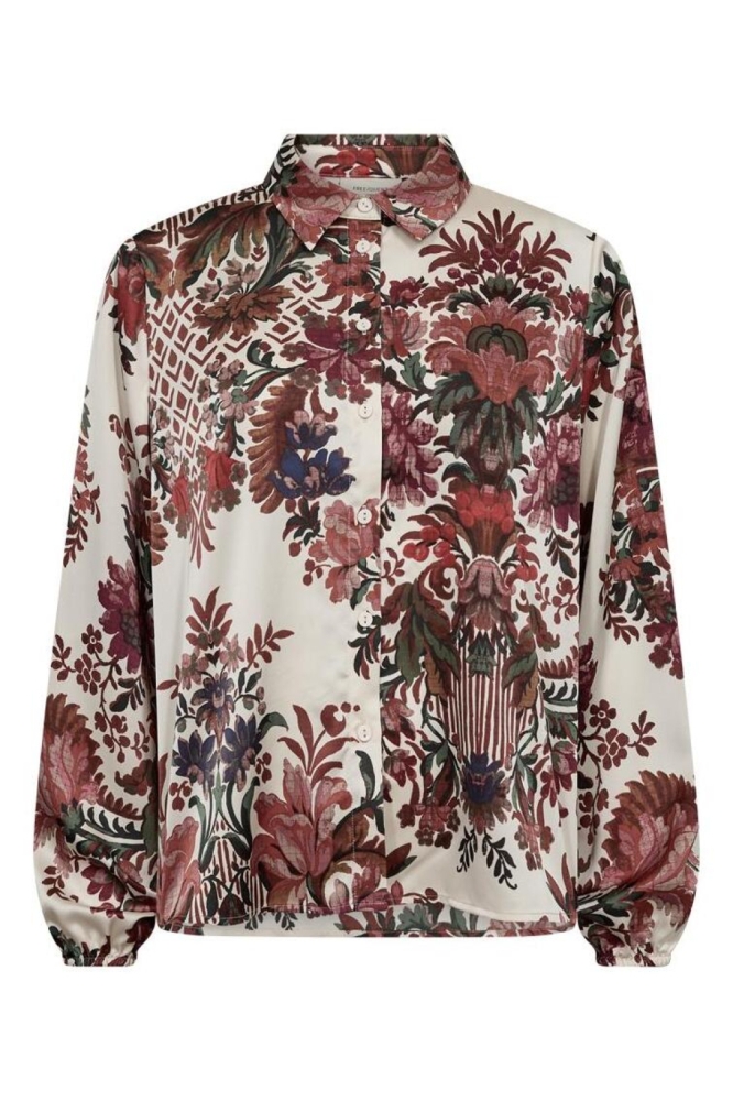 Freequent ecru dames blouse | Vooraanzicht
