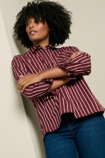 LolaLiza Blouse C STRIPA W26 05703078 BURGUNDY/PINK