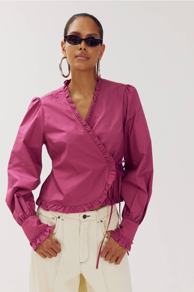 Harper & Yve paarse dames blouse | Model vooraanzicht