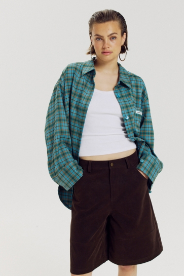 Harper & Yve Blouse JELLA LS AW6P604 453 TEAL BLUE CHECK