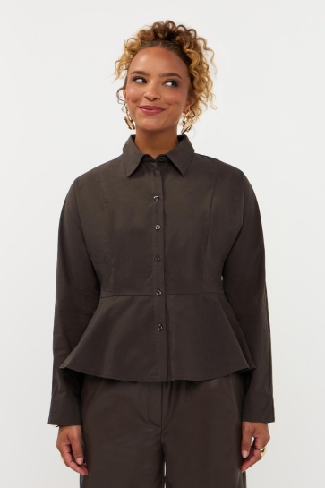 Ydence Blouse BLOUSE ILONA FS2614 DARK BROWN